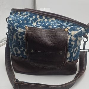 Myra Bag Brown and Blue Patterned Shoulder Bag